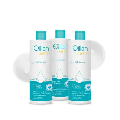 Набор 3 x эмульсия для ванны Oillan Derm+, успокаивающая, для атопичной кожи, 3 x 400 мл