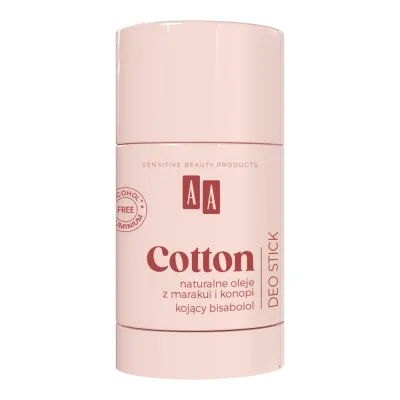 Дезодорант AA Cotton, стик, без алюминия и спирта, для чувствительной кожи, 50 г