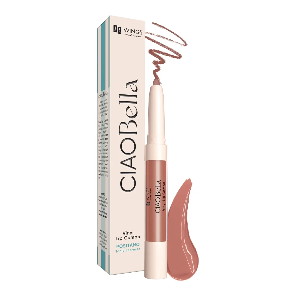 Набор для губ AA Wings of Color Ciao Bella Vinyl Lip Combo, оттенок 04 Salted Caramel Mix, 0,85 г + 4 мл