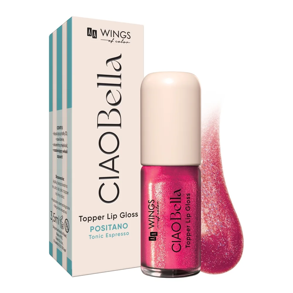 Блеск для губ AA Wings of Color Ciao Bella Topper Lip Gloss, с мерцанием, оттенок 03 Raspberry Glaze, 3,5 мл