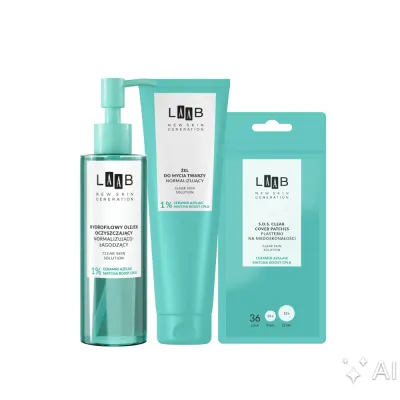 Набор для очищения лица AA LAAB Clear Skin Solution, гидрофильное масло, гель и патчи SOS, 200 мл + 150 мл + 36 шт