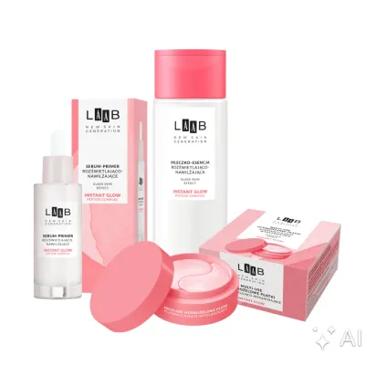 Набор AA LAAB Glass Skin: сыворотка-праймер, молочко-эссенция и гидрогелевые патчи, 30 мл + 200 мл + 60 шт