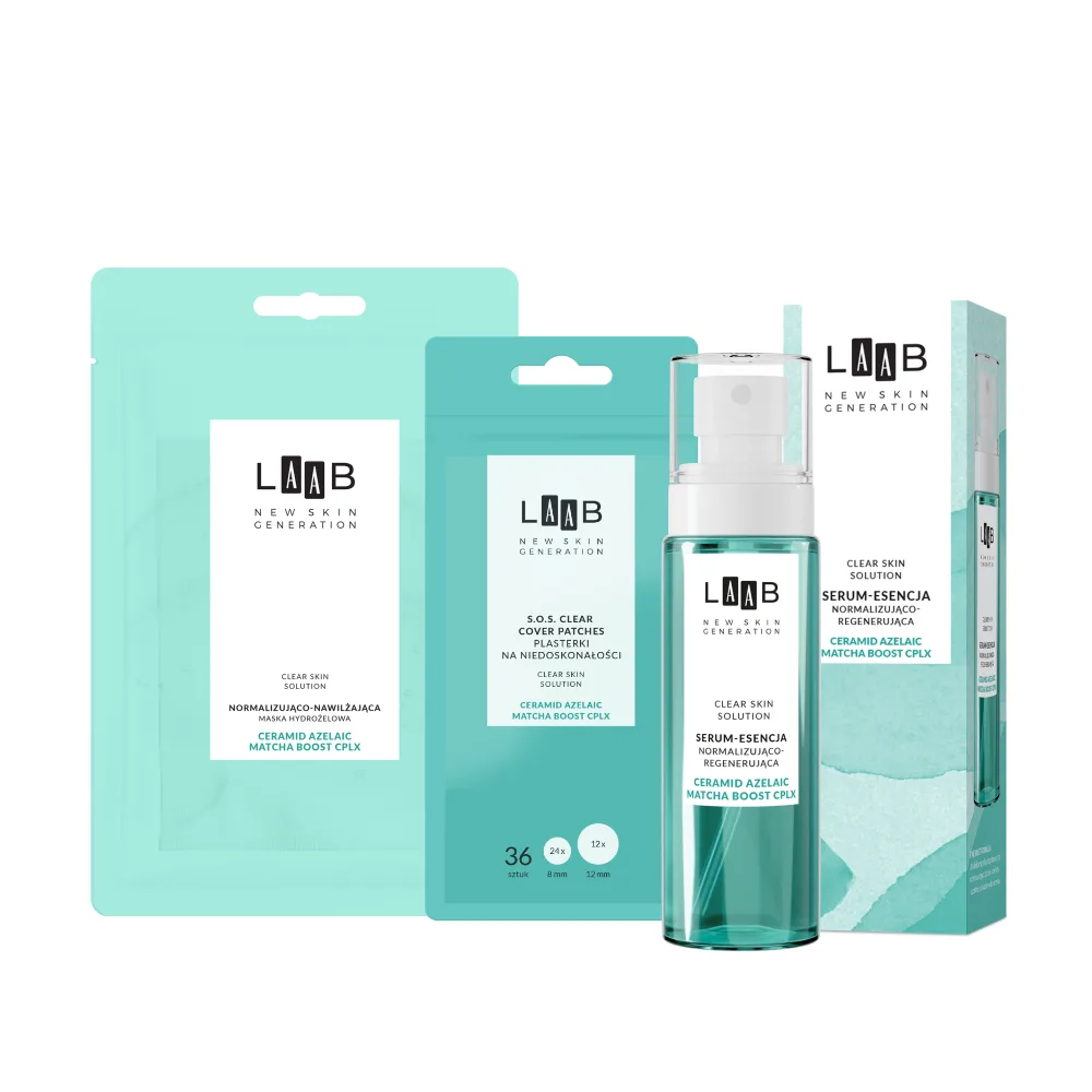 Набор AA LAAB Clear Skin Solution: маска, сыворотка-эссенция и патчи SOS, против несовершенств, 1 шт + 100 мл + 100 шт