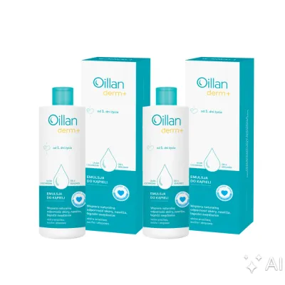Эмульсия для ванны Oillan Derm+, успокаивающая, для атопичной и сухой кожи, 2 x 400 мл