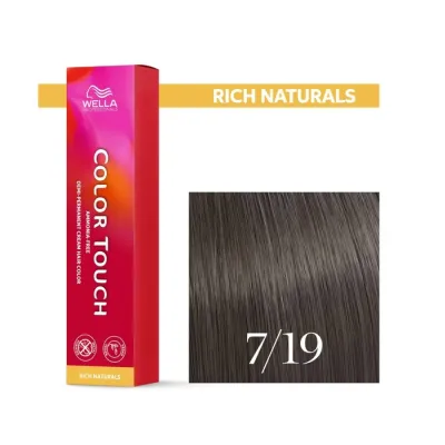 Тонирующий крем для волос Wella Professionals Color Touch, без аммиака, 60 мл, оттенок 7/19