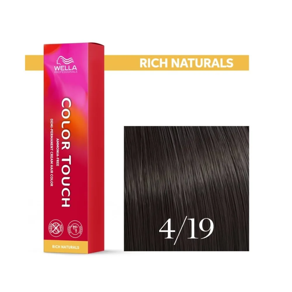 Тонирующий крем для волос Wella Professionals Color Touch, без аммиака, 60 мл, оттенок 4/19