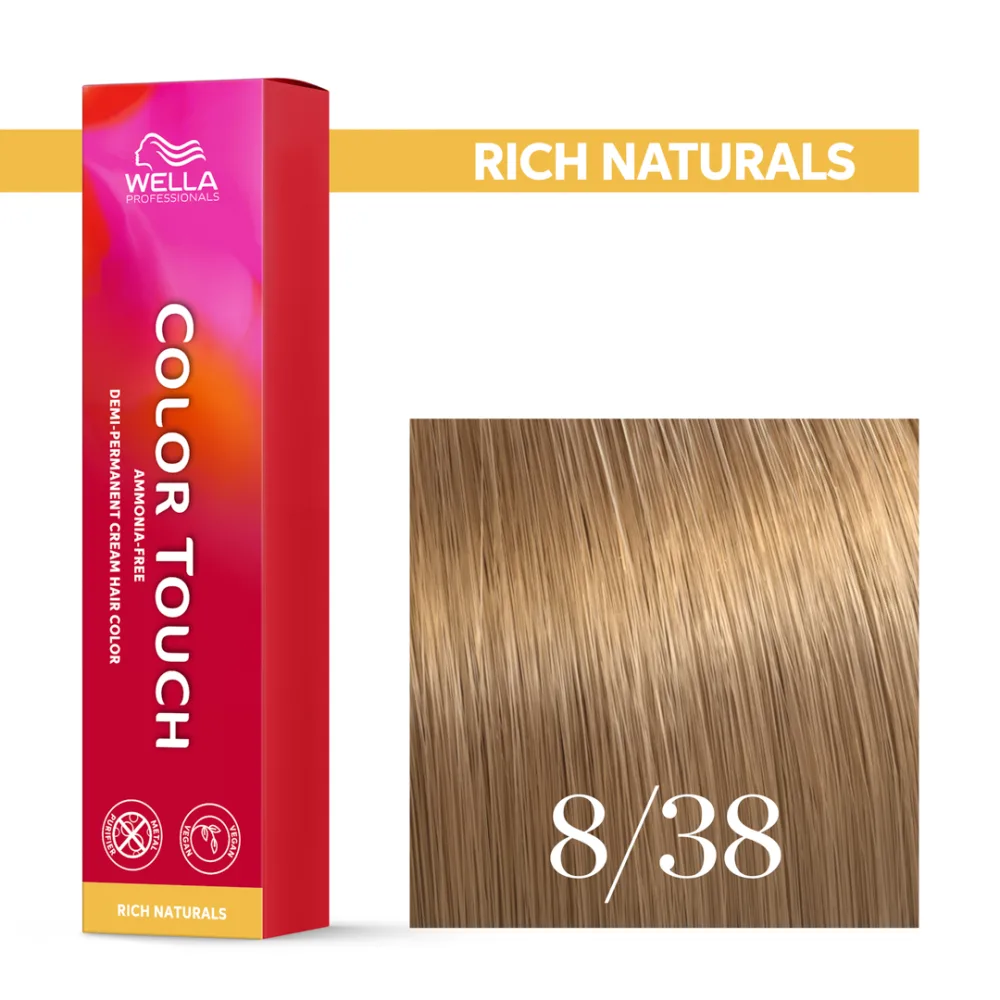 Тонирующий крем для волос Wella Professionals Color Touch, без аммиака, 60 мл, оттенок 8/38