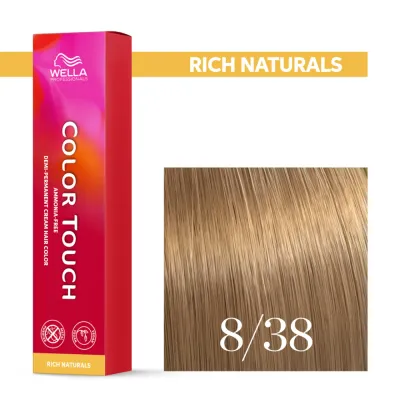 Тонирующий крем для волос Wella Professionals Color Touch, без аммиака, 60 мл, оттенок 8/38