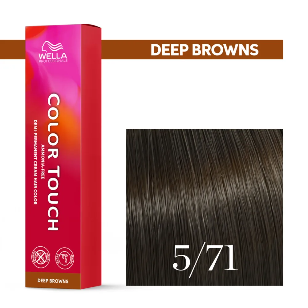 Тонирующий крем для волос Wella Professionals Color Touch, без аммиака, 60 мл, оттенок 5/71