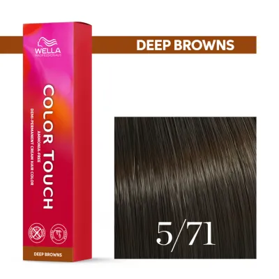 Тонирующий крем для волос Wella Professionals Color Touch, без аммиака, 60 мл, оттенок 5/71