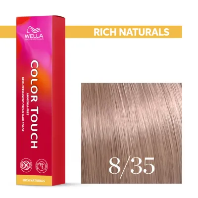 Тонирующий крем для волос Wella Professionals Color Touch, без аммиака, 60 мл, оттенок 8/35