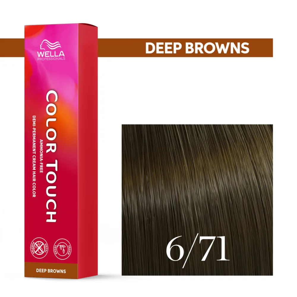 Тонирующий крем для волос Wella Professionals Color Touch, без аммиака, 60 мл, оттенок 6/71