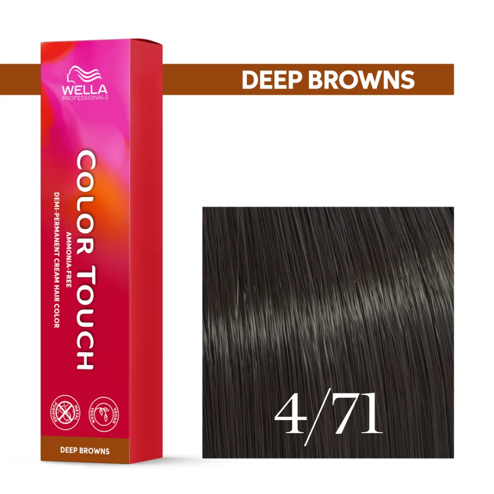 Тонирующий крем для волос Wella Professionals Color Touch, без аммиака, 60 мл, оттенок 4/71