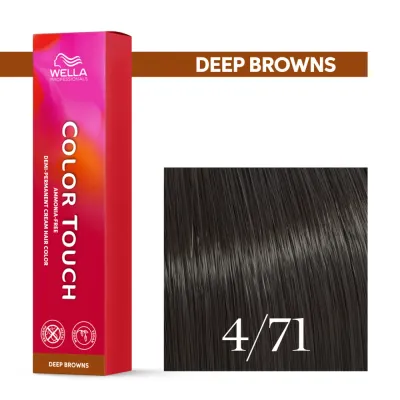 Тонирующий крем для волос Wella Professionals Color Touch, без аммиака, 60 мл, оттенок 4/71