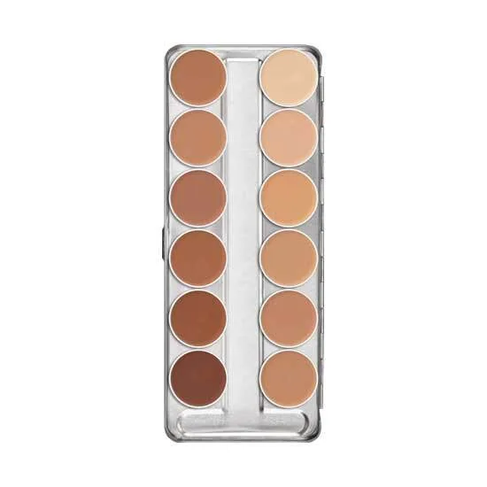 Палетка камуфлирующих кремов Kryolan Dermacolor Camouflage Creme, 12 оттенков, набор D1W–D12W, 40 г