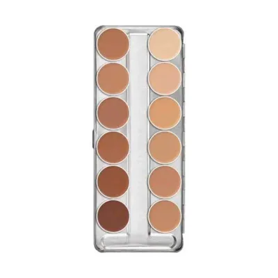 Палетка камуфлирующих кремов Kryolan Dermacolor Camouflage Creme, 12 оттенков, набор D1W–D12W, 40 г