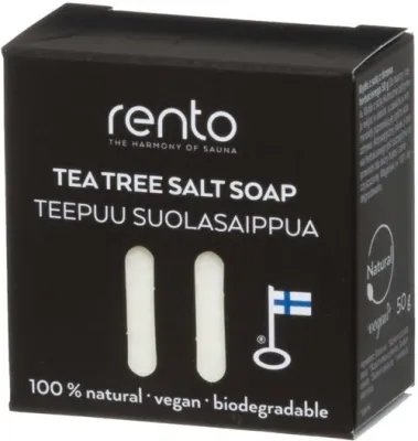 Соляное мыло Rento Teatree, с маслом чайного дерева, ручной работы, для лица и тела
