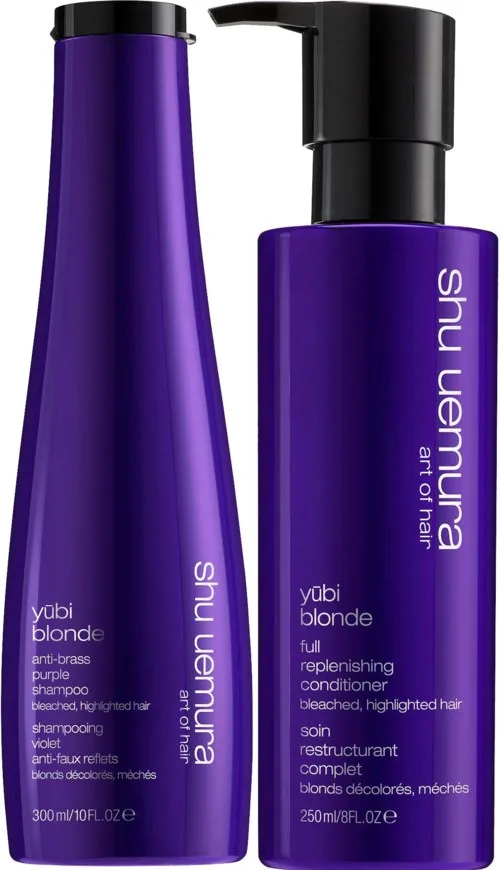 Набор: оттеночный шампунь и кондиционер Shu Uemura Yubi Blonde Anti-Brass Purple, для светлых волос
