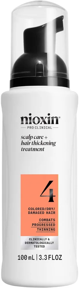 Несмываемый уход для кожи головы Nioxin Scalp & Hair Treatment 4 для уплотнения, для окрашенных поредевших волос, 100 мл