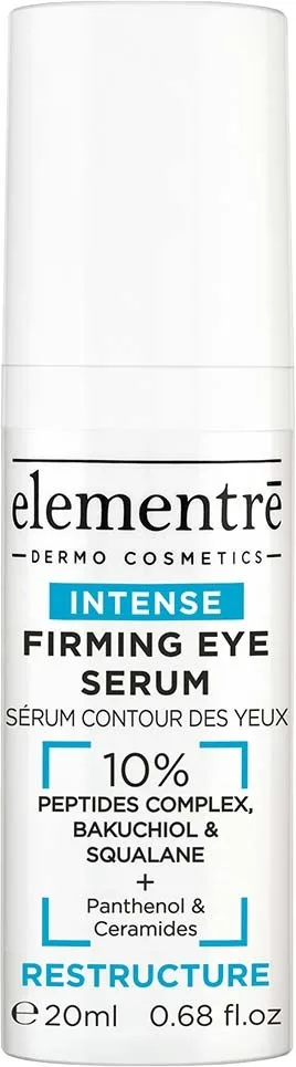 Сыворотка для кожи вокруг глаз elementre Firming Eye Serum 10% Peptides, Bakuchiol, Squalane, против теней и отеков, 20 мл