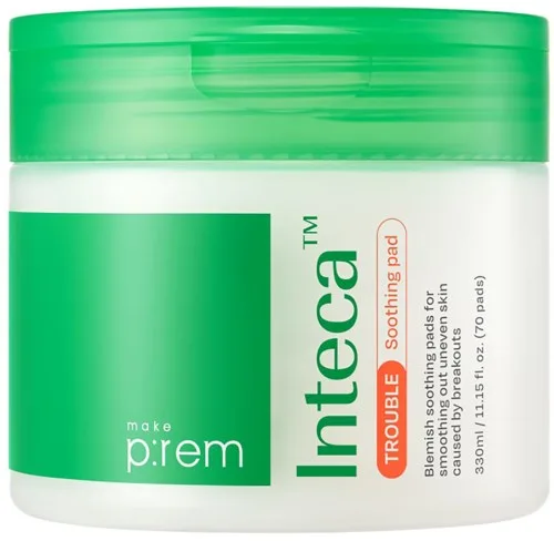 Пэды для лица Make P:rem Inteca Trouble Soothing Pads, успокаивающие, отшелушивающие, 70 шт, 330 мл