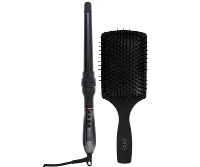 Плойка Varis Curling Iron System многофункциональная, со щёткой Varis Paddle Brush, чёрная