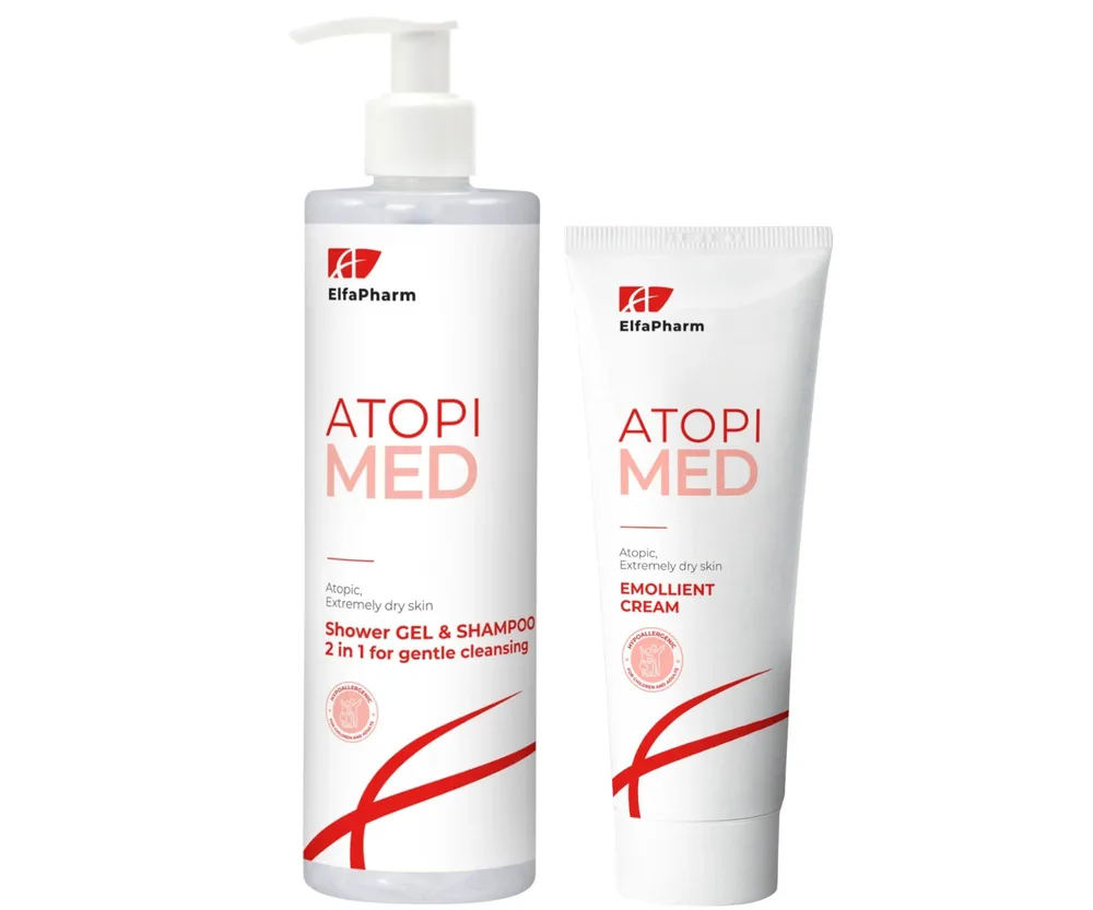 Гель для душа и шампунь Elfa Pharm Atopi Med для атопичной и очень сухой кожи, с кремом, 400 мл