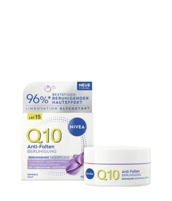 Дневной крем для лица Nivea Q10 против морщин, успокаивающий, SPF 15, для чувствительной кожи, 50 мл