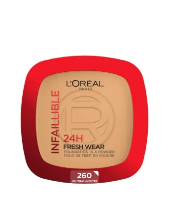 Тональная основа L'Oreal Paris Infaillible 24H Fresh Wear компактная, матовая, оттенок 260 Neutral, 9 г