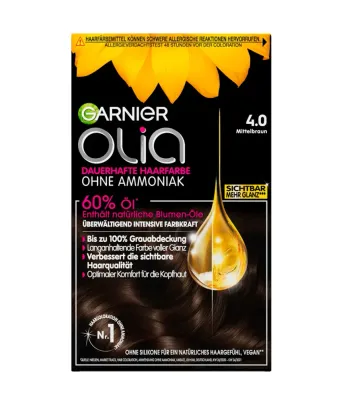 Безаммиачная краска для волос Garnier Olia, стойкая, оттенок 4.0