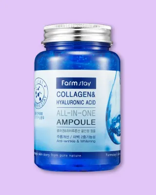 Ампульная сыворотка для лица Farmstay Collagen & Hyaluronic Acid All-In-One Ampoule, увлажняющая, 250 мл