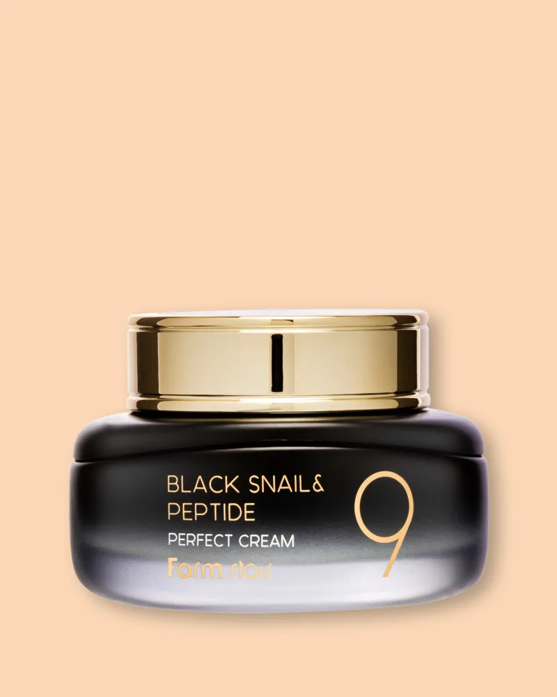 Антивозрастной крем для лица FarmStay Black Snail & Peptide 9 Perfect Cream с муцином улитки и пептидами, 55 мл