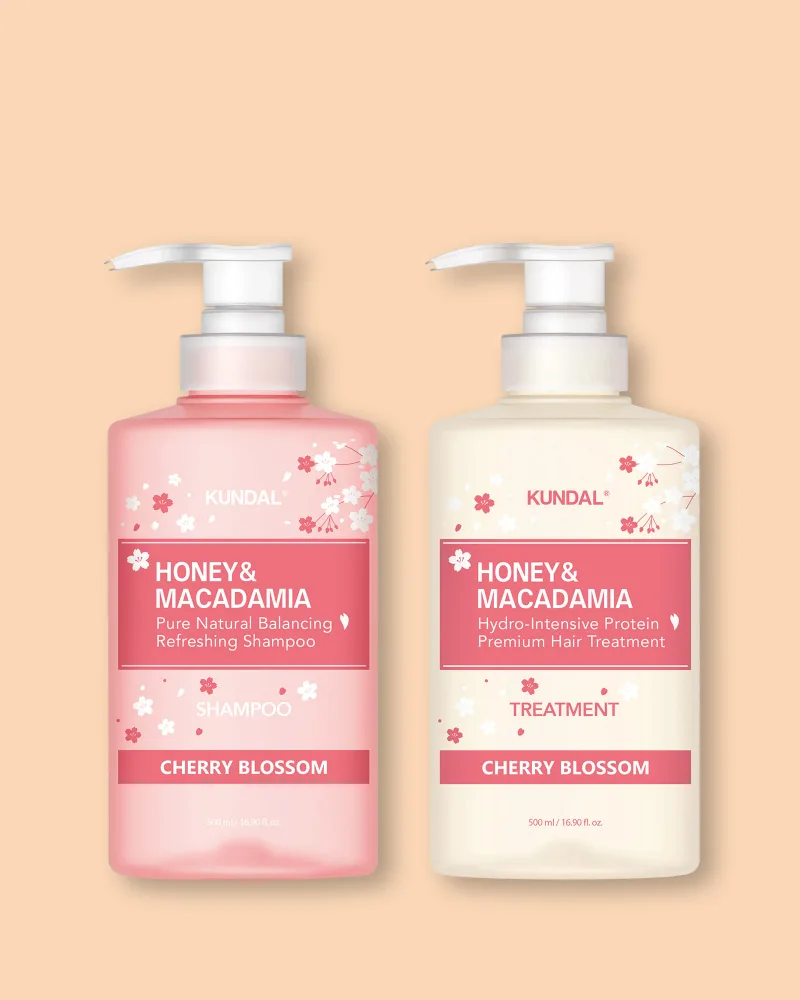Набор Kundal Honey & Macadamia Cherry Blossom: шампунь и бальзам, с мёдом и макадамией