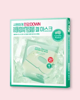 Гелевая маска для лица Cell Fusion C Cica Cooling Protein Gel Mask охлаждающая, с центеллой и протеинами, 5 шт. по 35 г