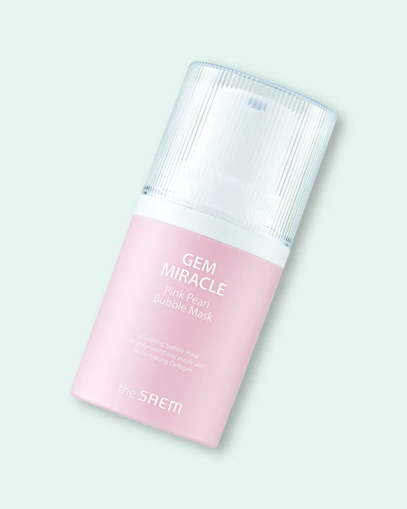 Пузырьковая маска для лица The Saem Gem Miracle Pink Pearl Bubble Mask, с жемчугом, очищающая, 50 г