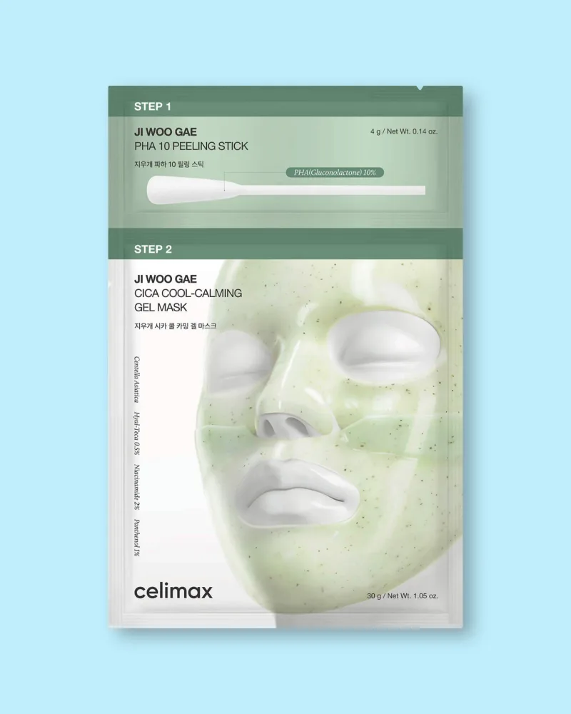 Гелевая маска-пилинг для лица Celimax Ji Woo Gae Cica PHA Peel 2-Step Gel Mask двухэтапная, с PHA-кислотами и центеллой
