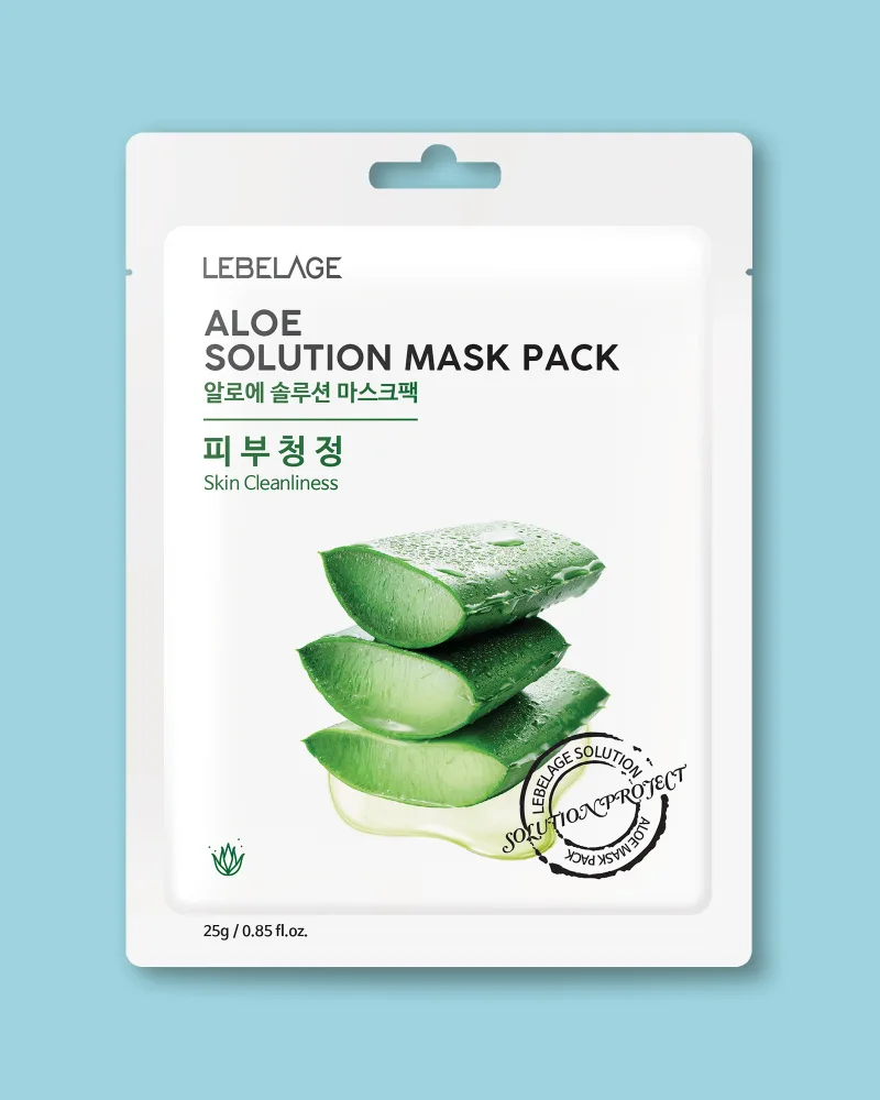 Тканевая маска для лица Lebelage Aloe Solution Mask, увлажняющая, с алоэ, 23 мл x 10 шт