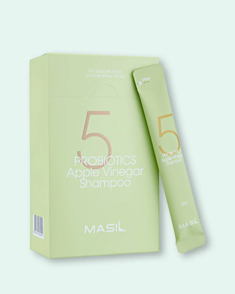 Шампунь Masil 5 Probiotics Apple Vinegar без сульфатов, с яблочным уксусом, для жирных волос, 20 × 8 мл