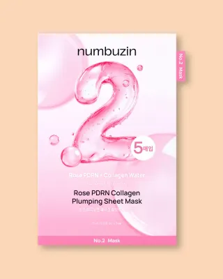 Тканевая маска для лица Numbuzin No.2 Rose PDRN Collagen Plumping Sheet Mask с коллагеном и PDRN, 33 мл × 5 шт