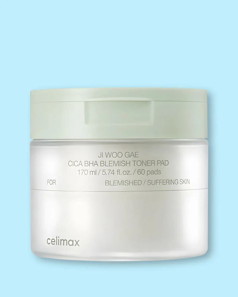 Пэды для лица Celimax Ji Woo Gae Cica BHA Blemish Toner Pad с центеллой, для обезвоженной и раздражённой кожи, 60 шт, 170 мл