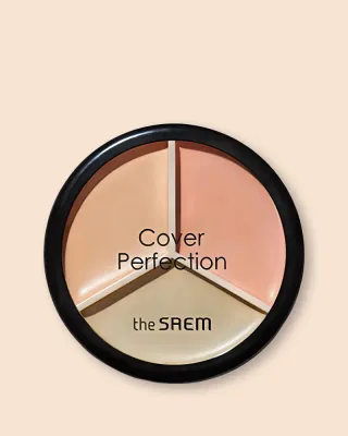 Консилер The Saem Cover Perfection Triple Pot Concealer, три оттенка в одной палетке, оттенок 1 Correct Beige
