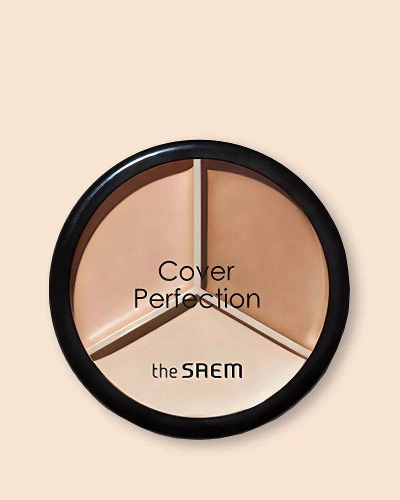 Консилер The Saem Cover Perfection Triple Pot Concealer, три оттенка в одной палетке, оттенок 2 Contour Beige