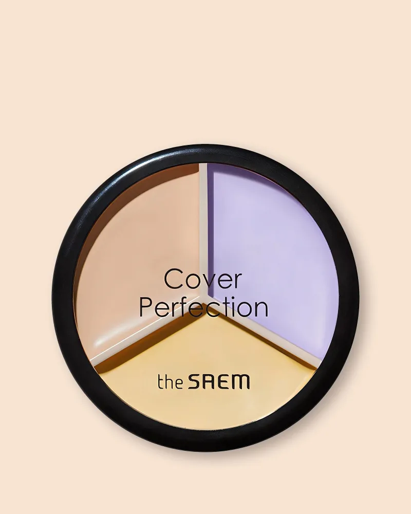 Консилер The Saem Cover Perfection Triple Pot Concealer, три оттенка в одной палетке, оттенок 4 Tone Up Beige