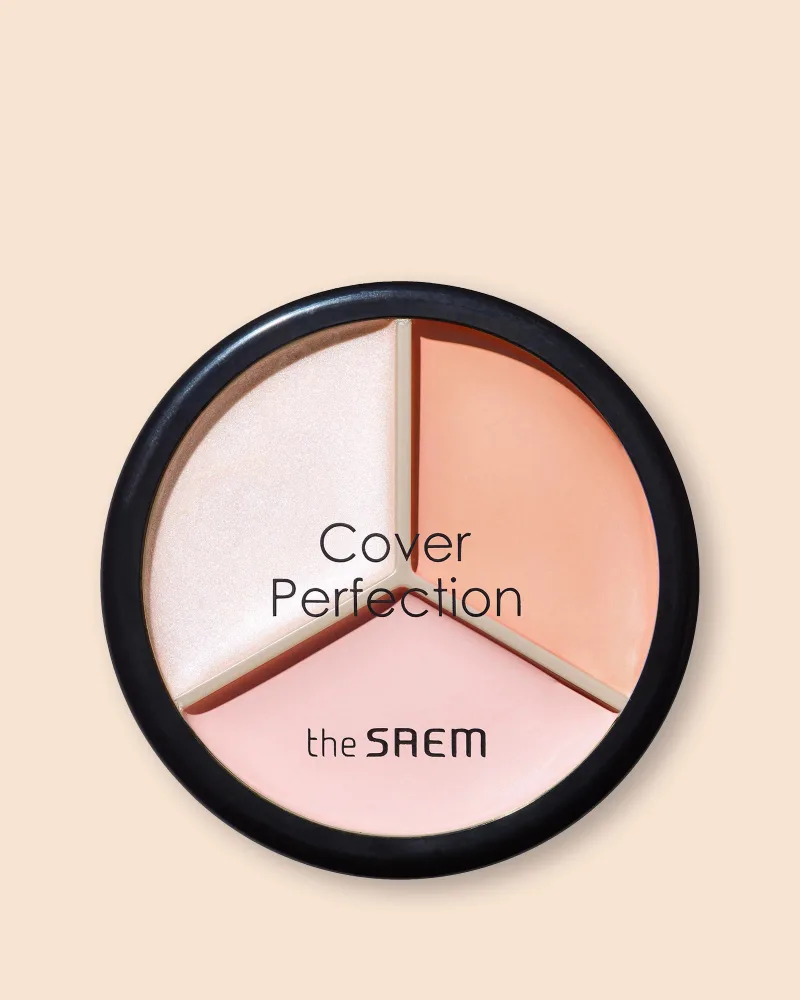 Консилер The Saem Cover Perfection Triple Pot Concealer, три оттенка в одной палетке, оттенок 5 Dark Up Beige