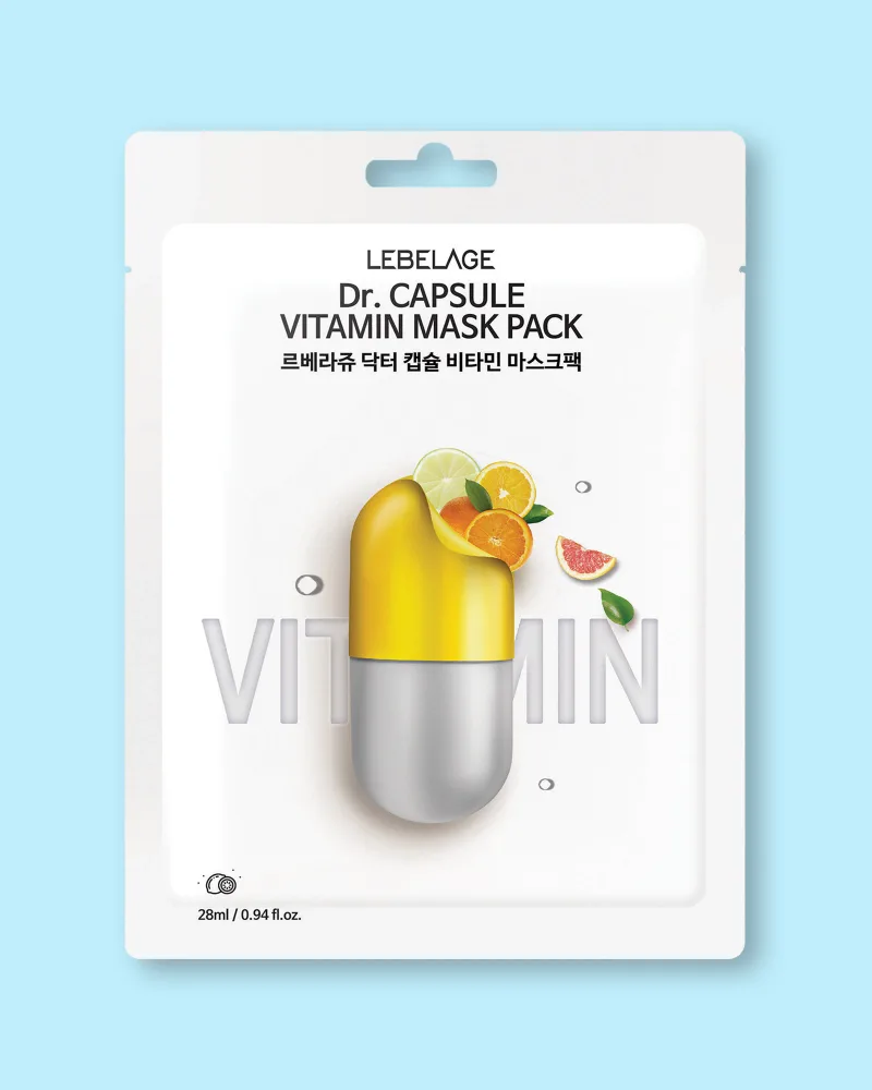 Тканевая маска для лица Lebelage Dr. Capsule Vitamin Mask Pack, с витаминами, увлажняющая, 25 мл x 10 шт