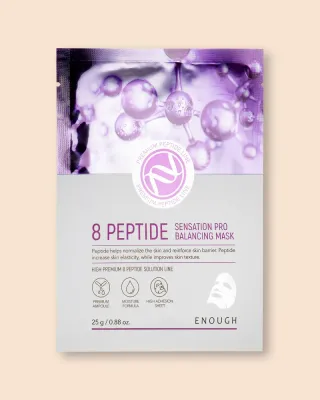 Тканевая маска для лица Enough 8 Peptide Sensation Pro Balancing Mask для тусклой и обезвоженной кожи, 25 г, 10 шт