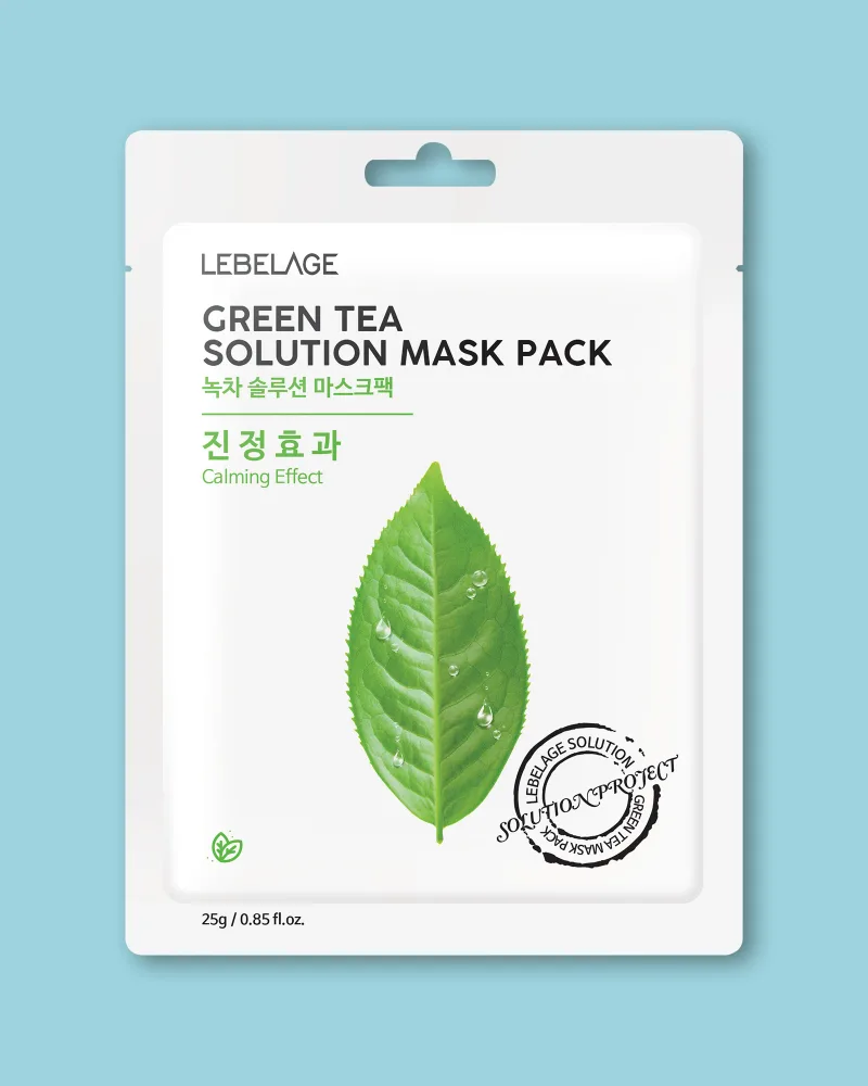 Тканевая маска для лица Lebelage Green Tea Solution Mask, увлажняющая, с зелёным чаем, 23 мл x 10 шт