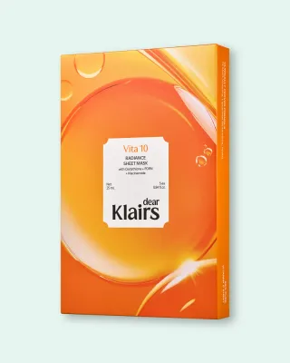Тканевая маска для лица Dear, Klairs Vita 10 Radiance Sheet Mask осветляющая, витаминная, 5 шт. по 25 мл
