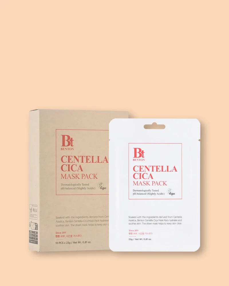 Тканевая маска для лица Benton Centella Cica Mask Pack успокаивающая, с центеллой, 23 г x 10 шт