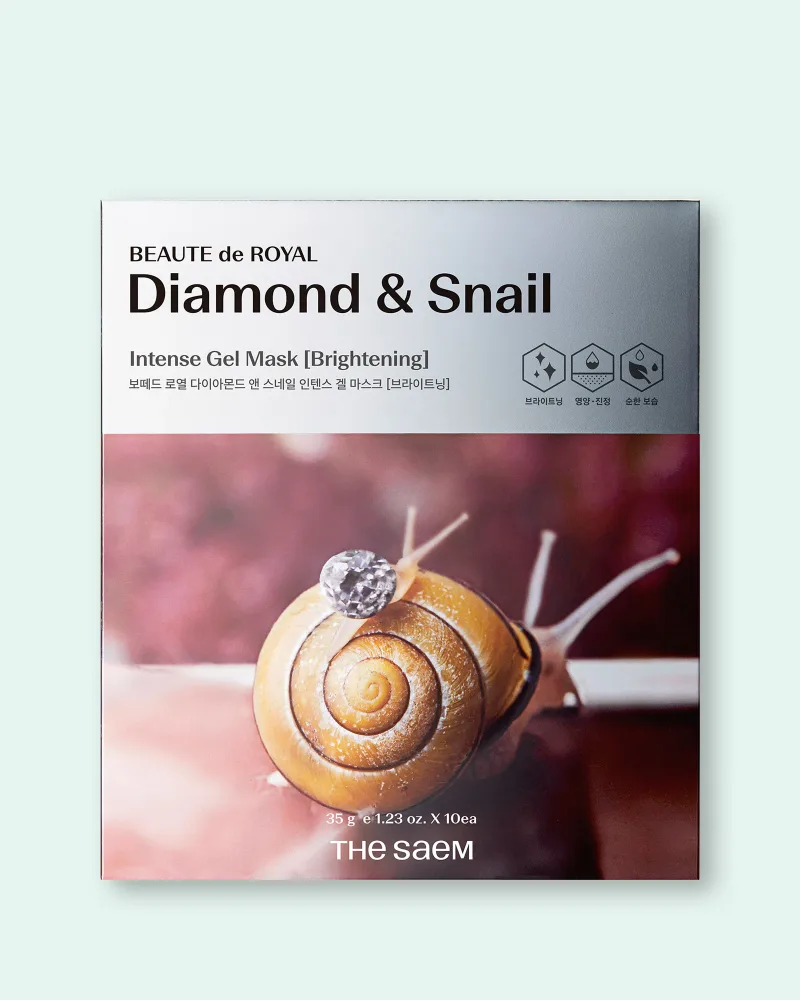 Гелевые маски для лица The Saem Beaute de Royal Diamond & Snail Intense Gel Mask, с муцином улитки, 10 шт по 35 г